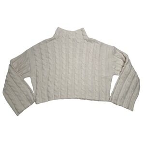 ASTR the Label Cream Sloan Cropped Cable Knit Sweater‎ Womens Size M